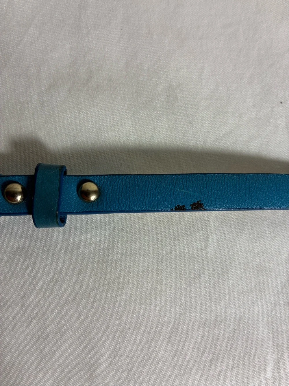 Ann Taylor Women's Belt Sz S genuine leather Teal with Gold Buckle